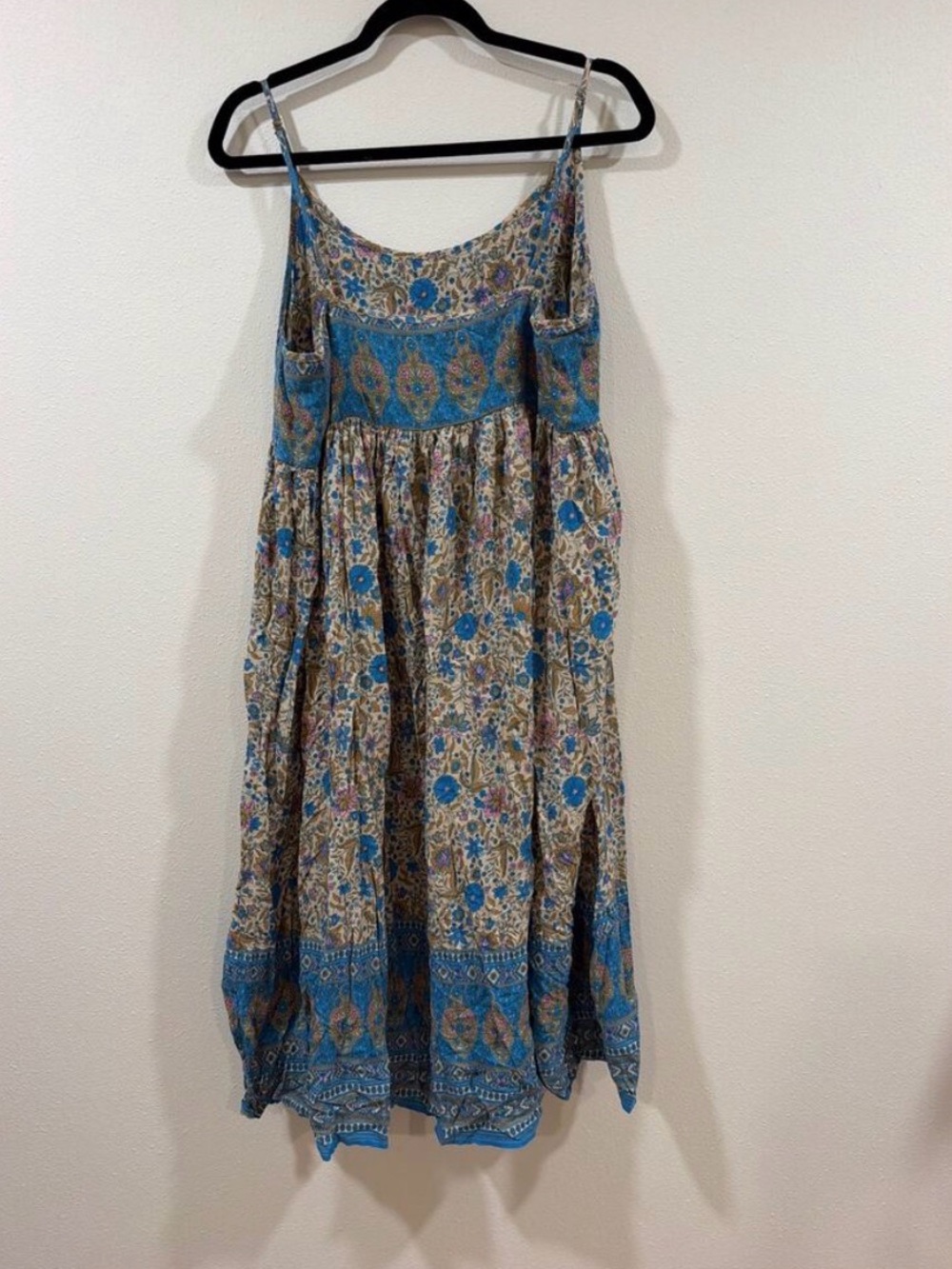 NATURAL LIFE GiGi Teal and Tan Boho Midi Dress-medium
